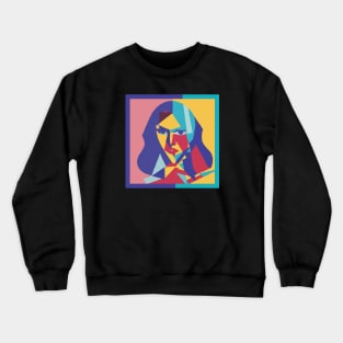 Halle - Cubism Portrait with Border Crewneck Sweatshirt